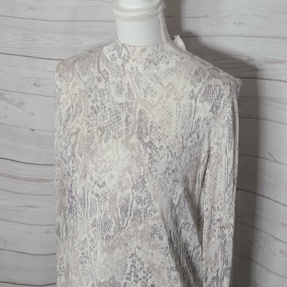 Chico's Python-Print Zip-Back Mock-Neck Sweater - image 6